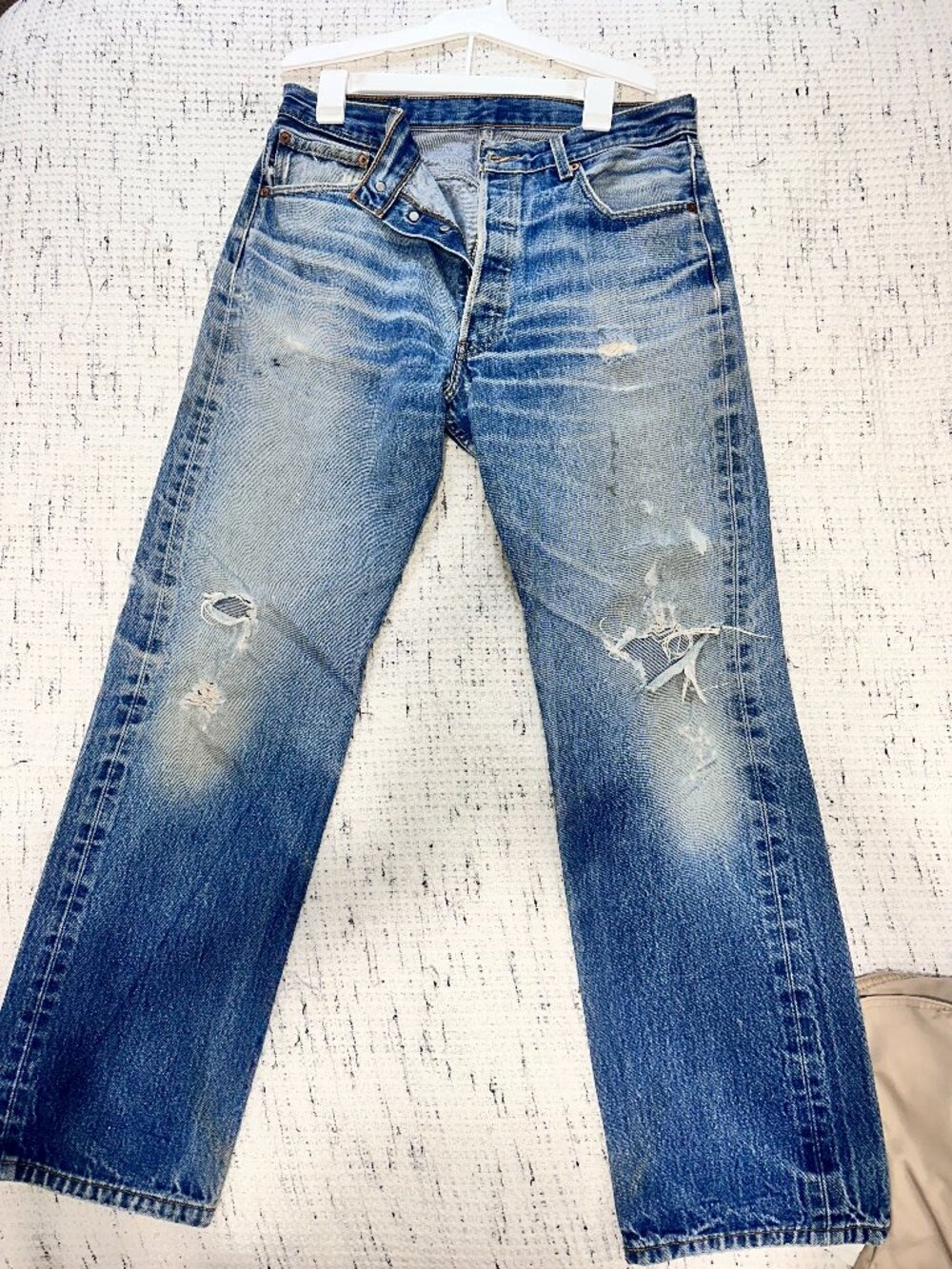 Levi's 501 distressed straight-leg jeans